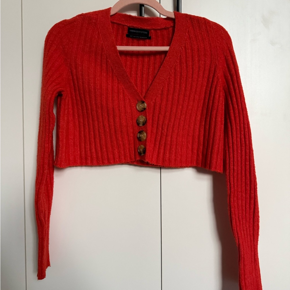 Urban Outfitters Vibrant Red Ribbed Cardigan